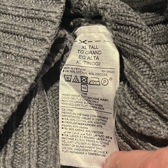 VGUC XL Tall Old Navy Textured Cotton-Blend Gray Knitted Tunic Sweater - Picture 6 of 6